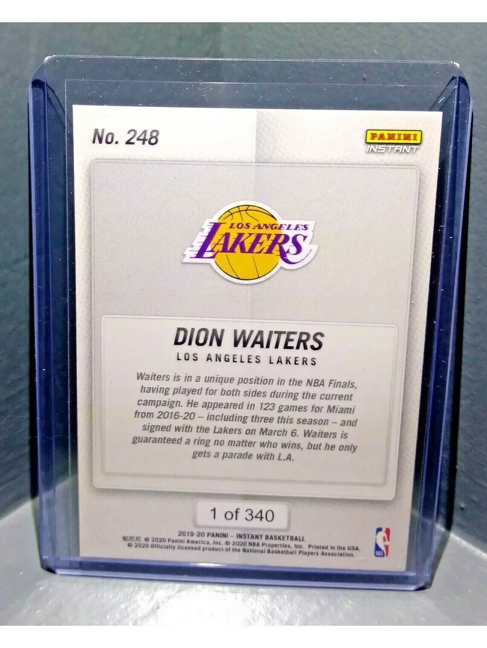 Dion Waiters 2019-2020 Panini NBA Instant Lakers #248 Basketball Card 1 of 340